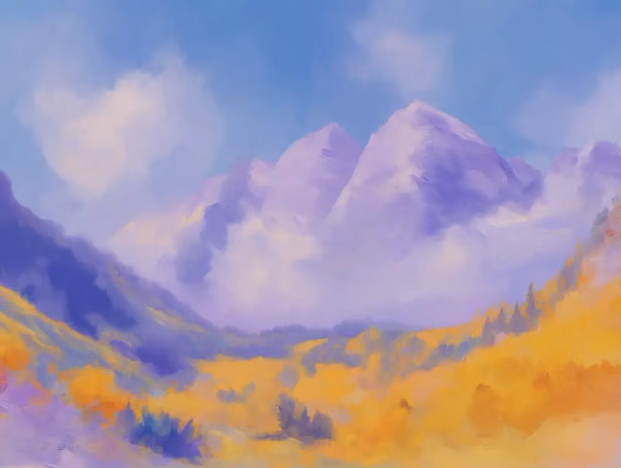 Abstract oil painting of Maroon Bells