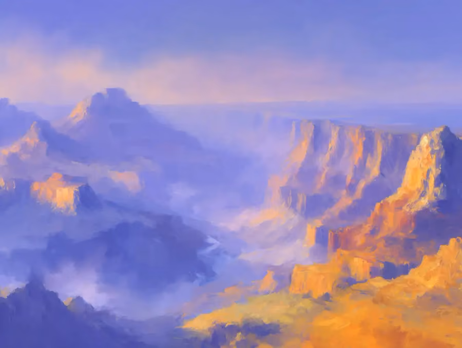 Abstract oil painting of Grand Canyon