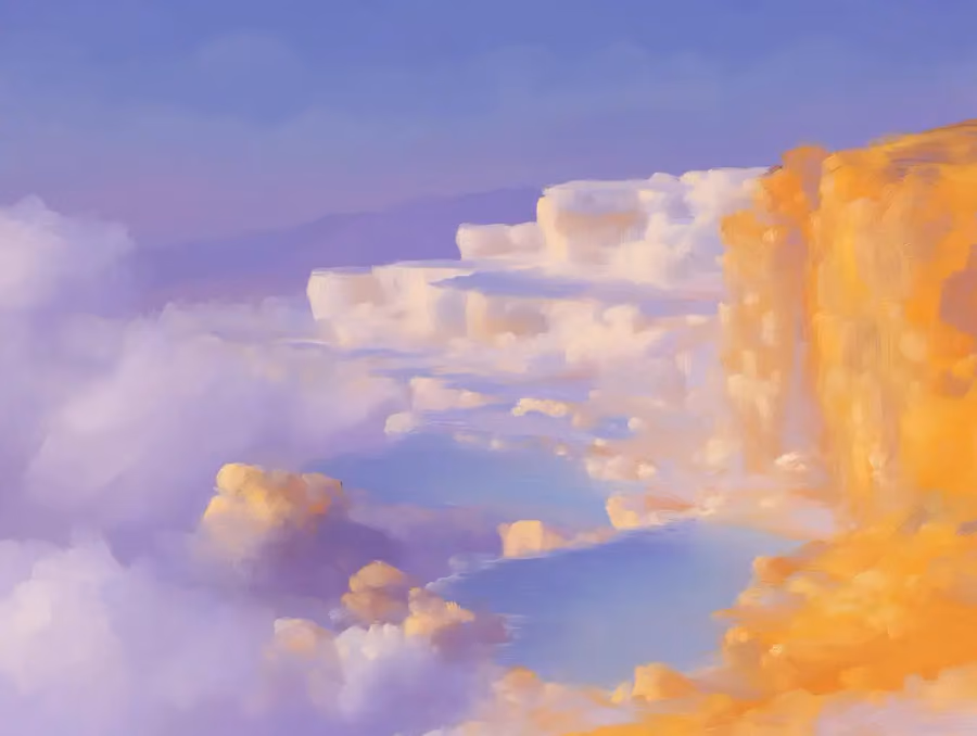Abstract oil painting of Pamukkale