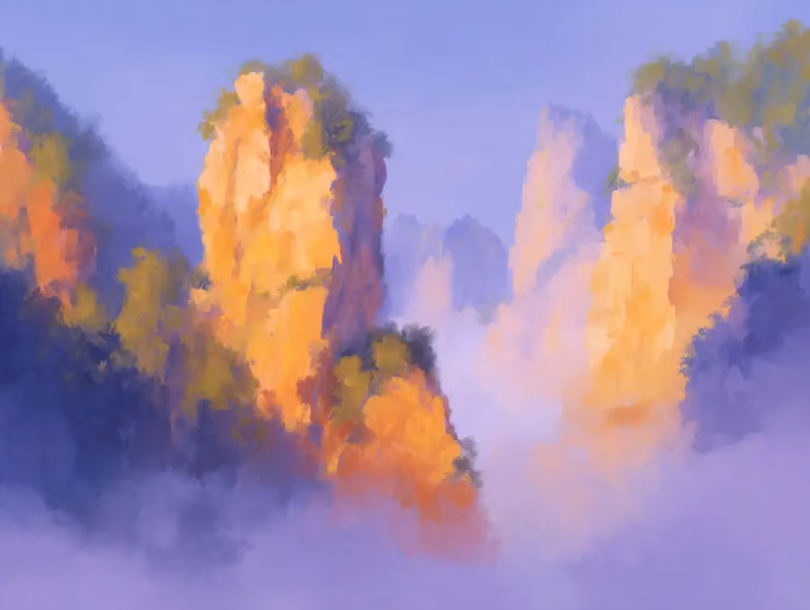 Abstract oil painting of Zhangjiajie