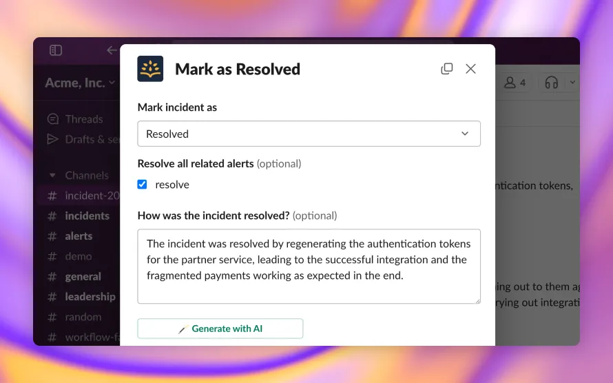 Ask Rootly AI feature