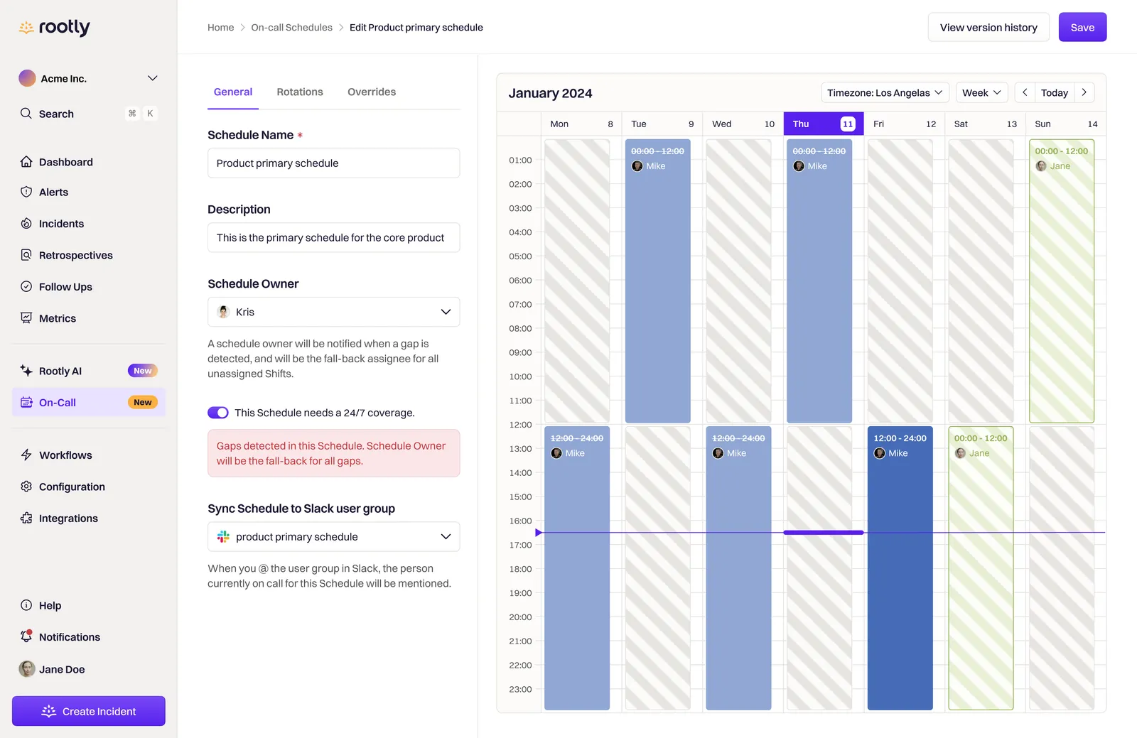 Gap finder in the Rootly admin