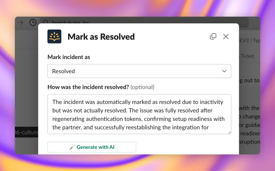 Screenshot of a suggested mitigation