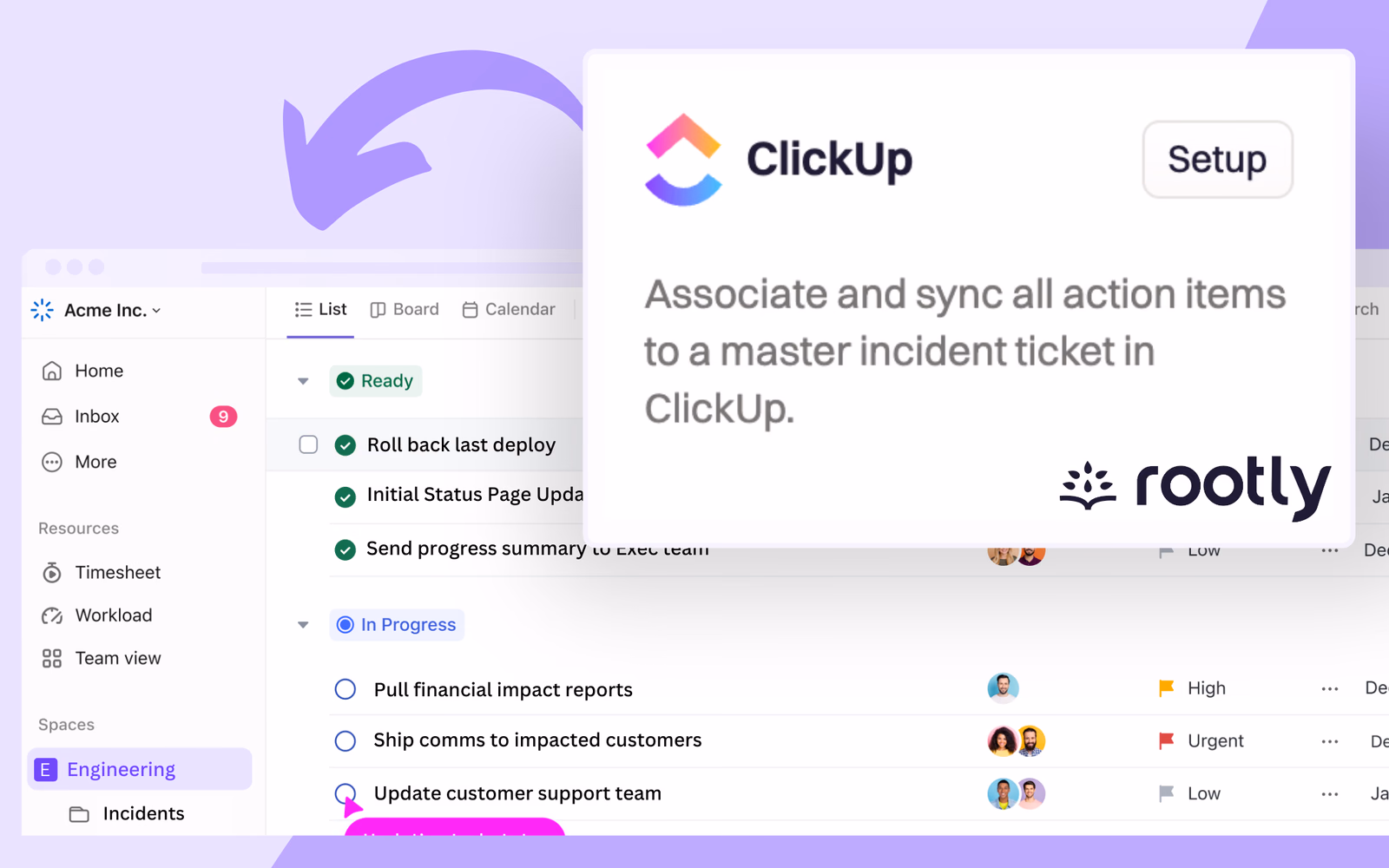 Introducing: Rootly x ClickUp! Our New Integration for Seamless Collaboration and Task-Tracking