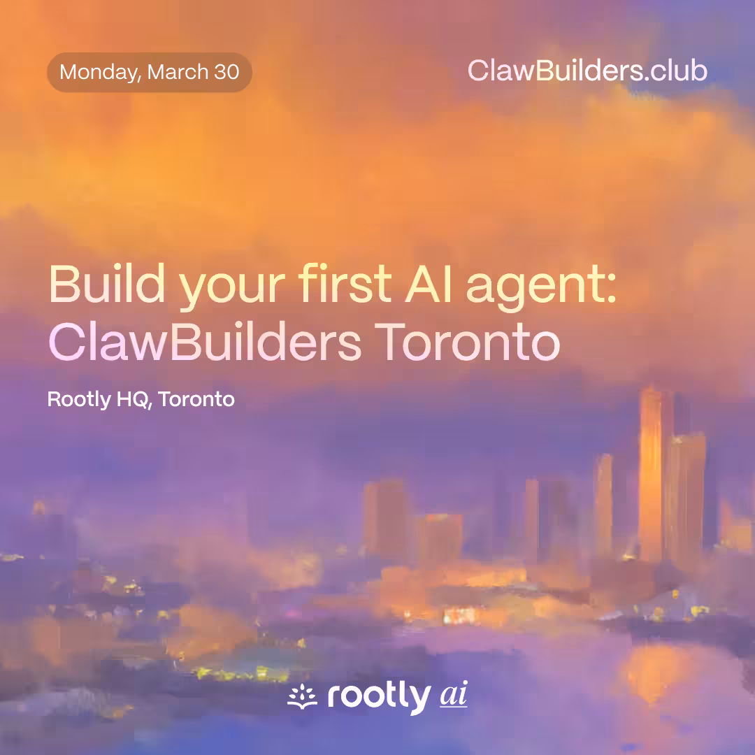 Promotional artwork for Build Your First AI Agent: ClawBuilders Toronto