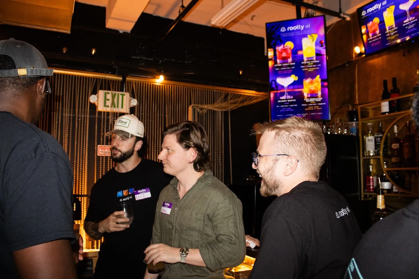 Guests chatting in the bar at LeadDev NYC After-Hours