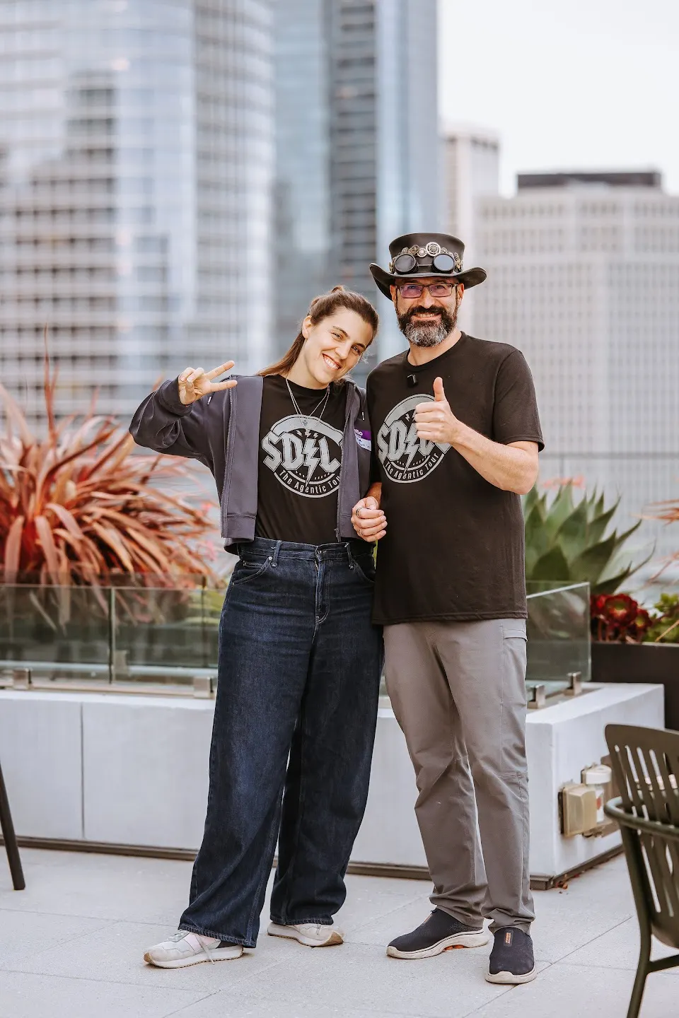 Community members posing together at SF Rooftop Tech Mixer & Demo Night at SVB (photo 7)