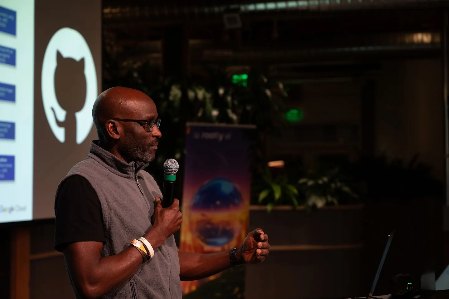 A speaker presenting to the community at Rootly AI Labs @ GitHub SF (photo 9)