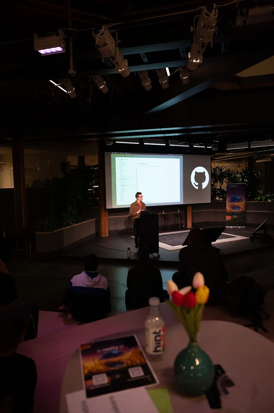 A speaker presenting to the community at Rootly AI Labs @ GitHub SF (photo 10)