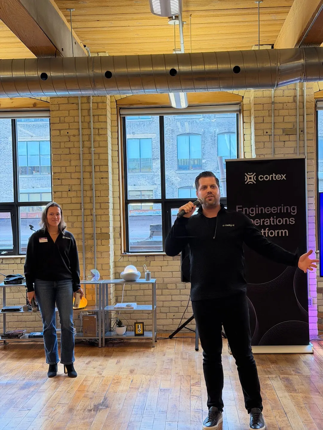 A speaker presenting to the community at Rootly AI x Cortex Engineering Mixer (Toronto) (photo 5)