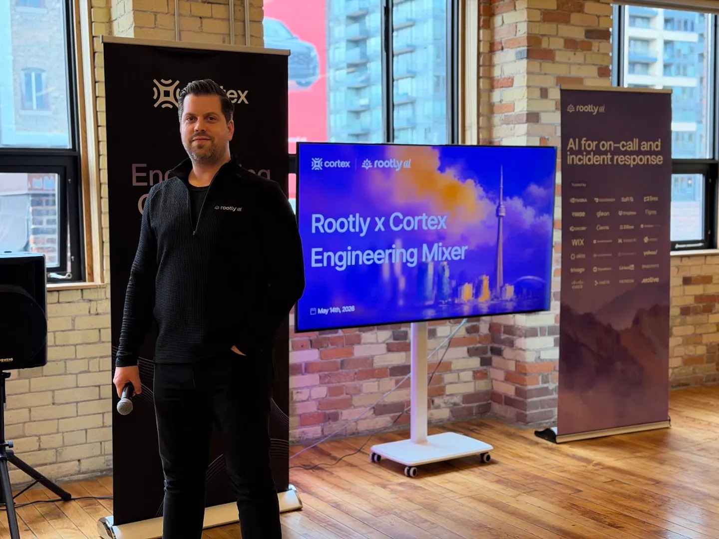 A speaker presenting to the community at Rootly AI x Cortex Engineering Mixer (Toronto) (photo 7)
