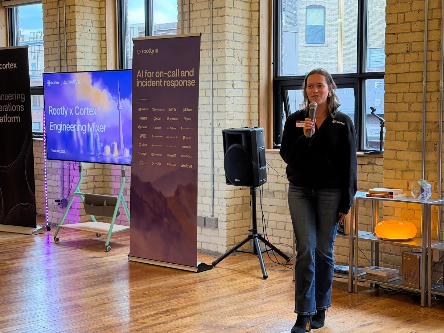 A speaker presenting to the community at Rootly AI x Cortex Engineering Mixer (Toronto) (photo 10)