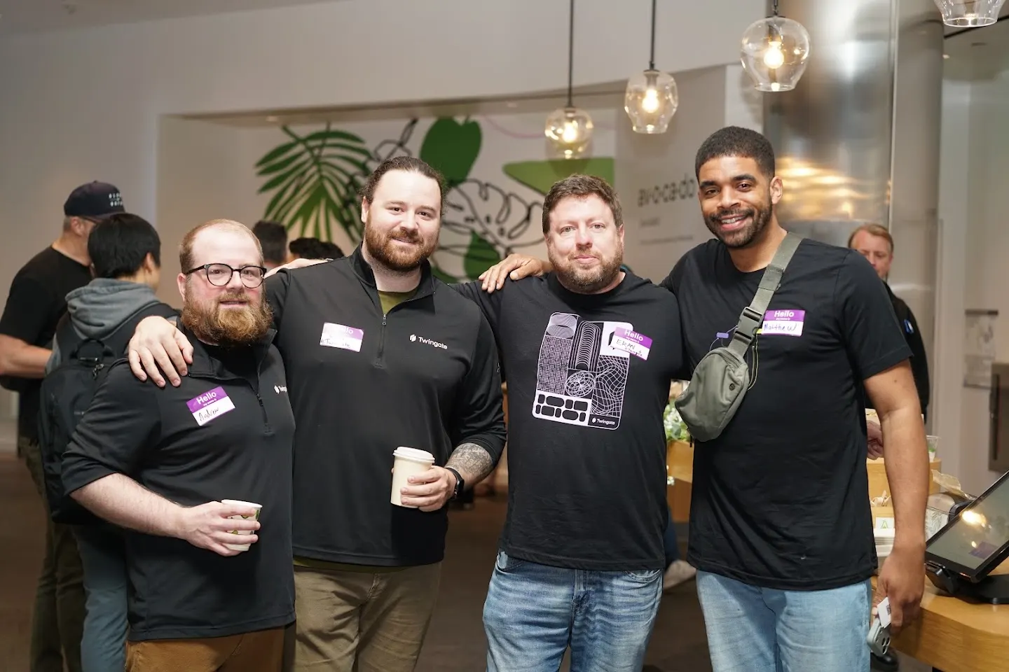 Community members posing together at BYOC Meetup w/ Twingate (photo 1)