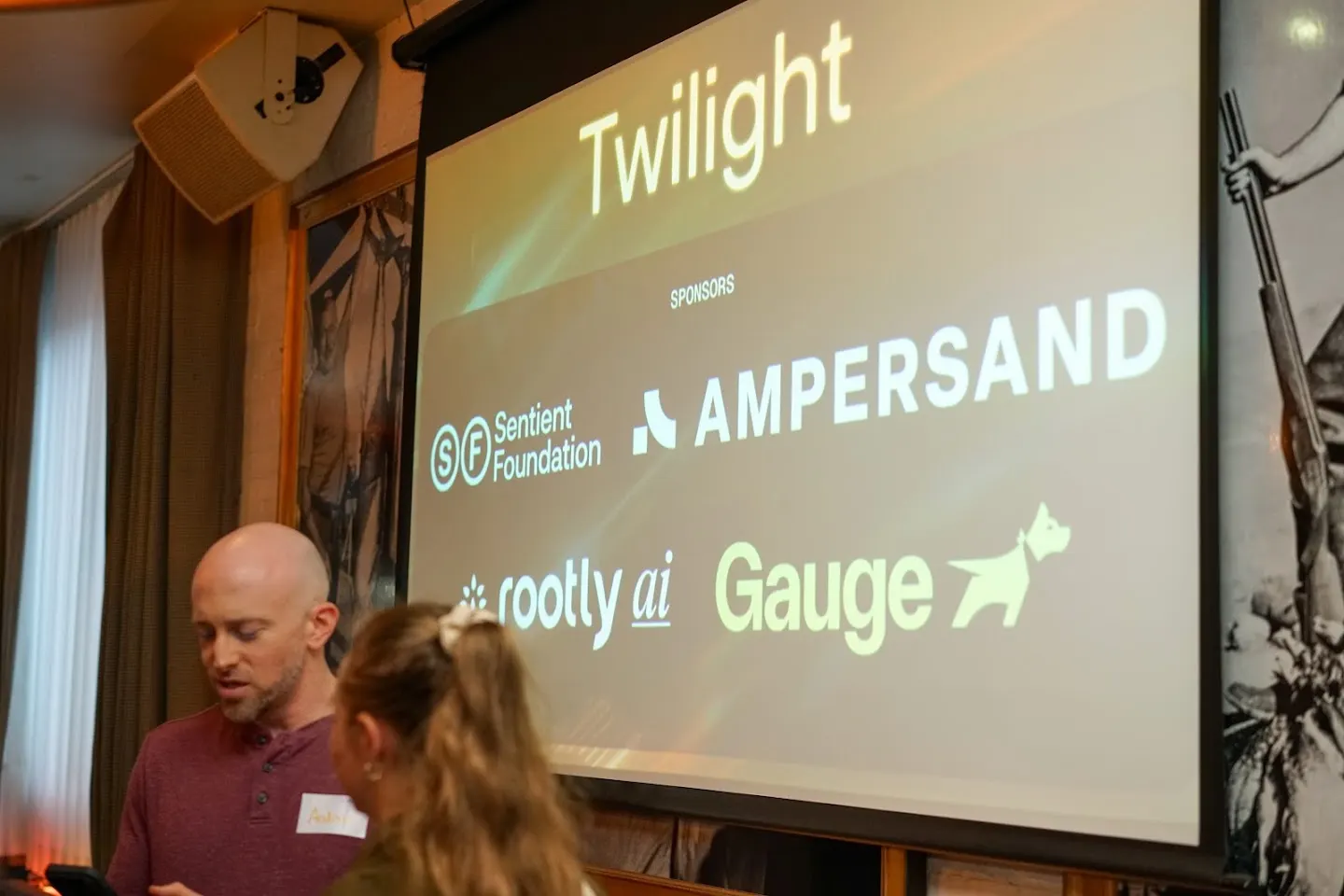 Event signage and Rootly swag at SF Tech Week 2026 w/ Ampersand, Gauge, & Sentient Foundation (photo 1)