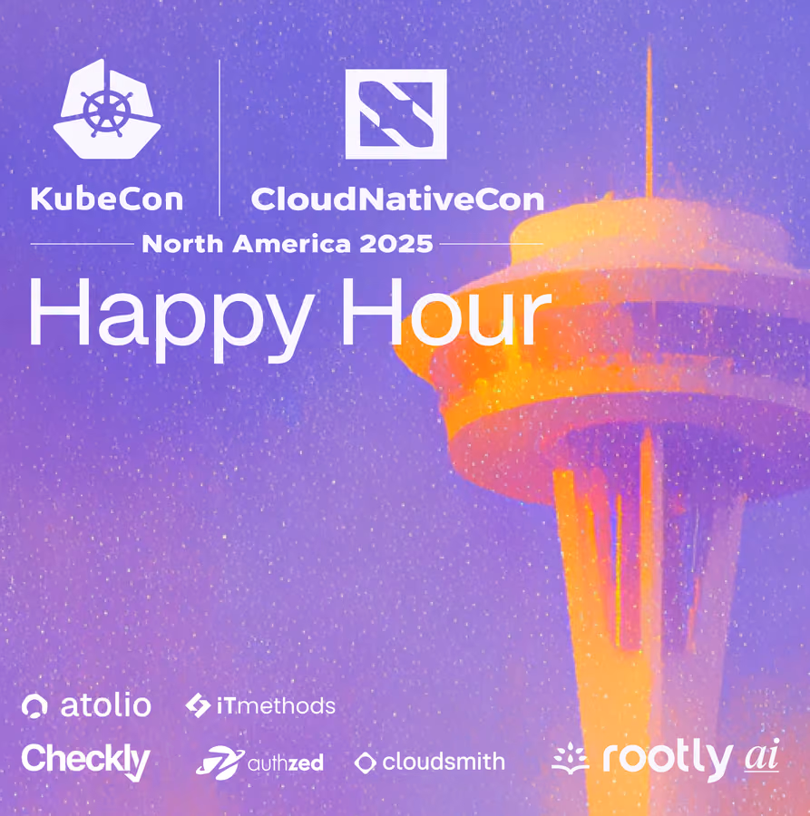 KubeCon Atlanta Happy Hour w/ Rootly AI, AuthZed, Checkly, iTmethods, Atolio, Cloudsmith, & More! event artwork
