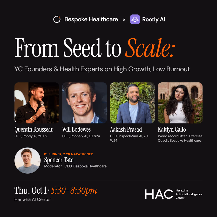 From Seed to Scale: YC Founders & Health Experts on High Growth, Low Burnout event artwork