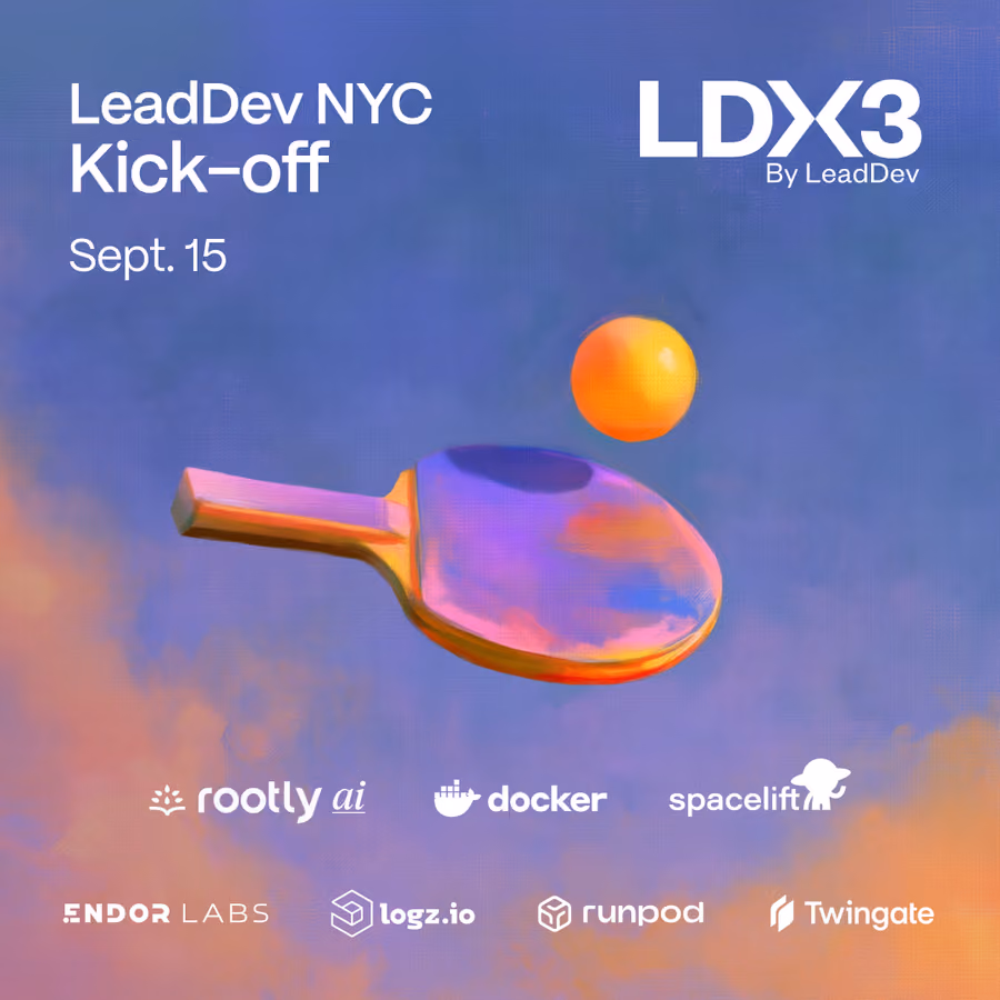LeadDev NYC Kickoff Social w/ Rootly AI, Docker, Twingate, Spacelift, Runpod, Endor Labs, & Logz.io event artwork