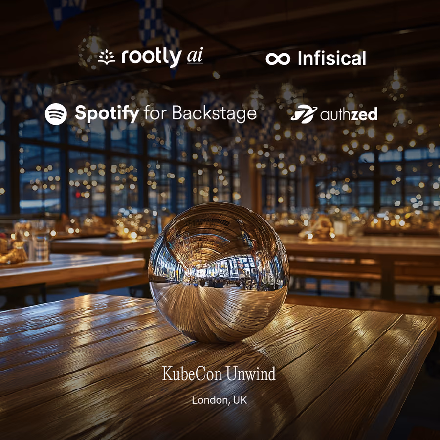 KubeCon Unwind: Presented by Spotify Backstage x Rootly x Infisical x AuthZed event artwork