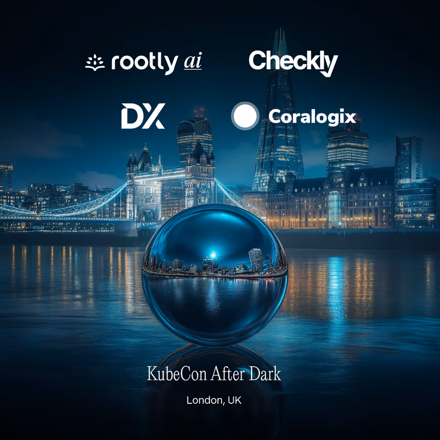 KubeCon After Dark - Hosted by Rootly, Checkly, Coralogix, and DX event artwork