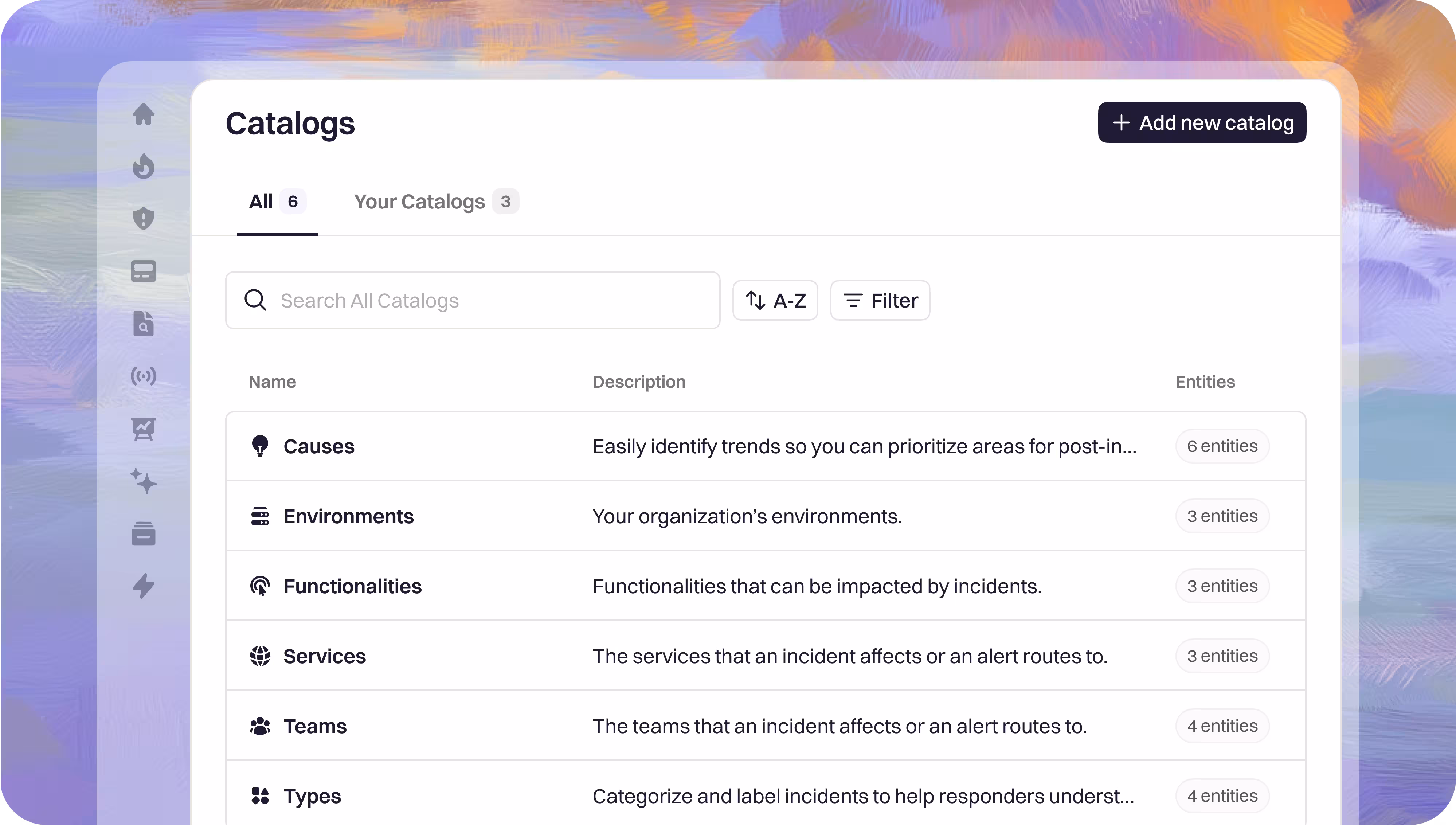 The Rootly Catalog service detail view showing ownership, dependencies, runbooks, and recent incidents