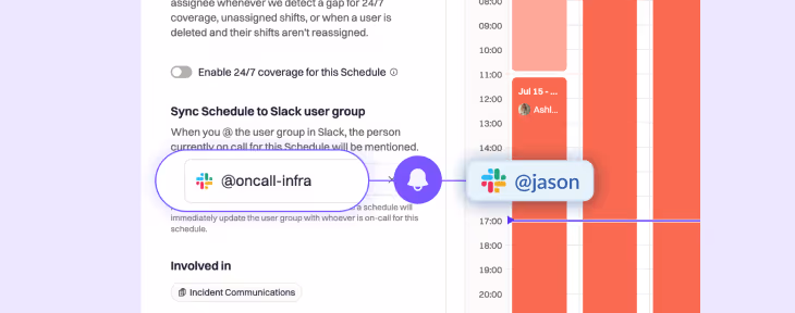 A schedule syncing to the @oncall-infra Slack user group, updating its current member